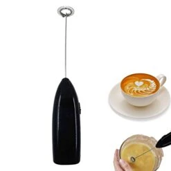 Milk Frother Handheld For Coffee,Foam Maker,Electric Whisk Drink Mixer For Lattes, Cappuccino, Frappe,Matcha, Hot Chocolate,Egg Mixer(Black) Multi-Purpose Hand Blender