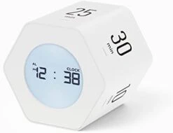 Mooas Multi-Hexagon Clock Timer (White Ver.2), Digital Clock Timer, Backlit Display, 12/24H Mode, Count Up & Countdown Timer, Rotating Display, Various Time Presets, For Studying, Cooking, Exercising -KitchenAid Shop 31B4 dweDnL. AC