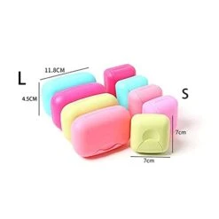Soap Holder Buckle Portable Soap Box Multiple Candy Colors Portable Travel Soap Dish Box Case Holder Container Prevent Soap From Falling (Color : A, Size : Small) -KitchenAid Shop 31B9neeVKAS