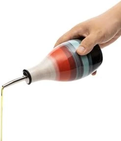 Cruet Ceramic Olive Oil Dispenser Bottle Perfect Home Decor Gift 400ml Vinegar Cruet Bottle With Pourer And Stopper - Olive Oil Carafe For Kitchen - Cruet For Vinegar And Oil 6" H 3" W (Green) -KitchenAid Shop 31BAGjlJAsL. AC