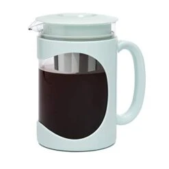 Burke Deluxe Cold Brew Iced Coffee Maker, Comfort Grip Handle, Durable Glass Carafe, Removable Mesh Filter, Perfect 6 Cup Size, Dishwasher Safe, 1.6 Qt, Aqua