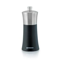 Torre Black Matte Wood Salt Mill With Stainless Steel Top, 15cm/6",