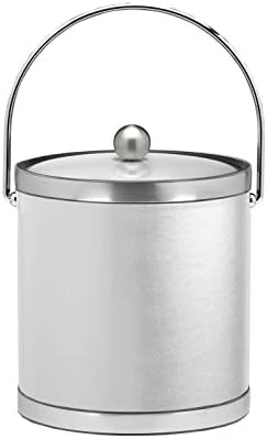Leatherette Ice Bucket, 3 Qt, White With Brass 9 Leatherette Ice Bucket, 3 Qt, White With Brass - Image 7