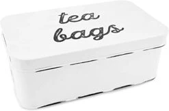 Farmhouse Tea Bag Box (White), Vintage Retro Style Enamelware Tea Storage Tin -KitchenAid Shop 31DS47KKYL. AC
