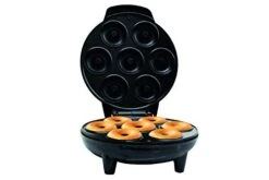 Mini Donut Maker Machine For Holiday, Kid-Friendly, Breakfast Or Snack, Desserts & More With Non-stick Surface, Makes 7 Doughnuts, Black