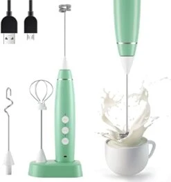 Milk Frother Handheld For Coffee Lattes Electric Foam Maker With 3 Whisks 3 Speed Rechargeable Drink Mixer Beater For Bulletproof Coffee Cappuccino Frappe Matcha (Black3.0) -KitchenAid Shop 31DxfIVqTZL. AC