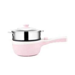 GXBPY Multifunctional Electric Pot Double Layer Electric Cooker Pan Heating Steaming Boiling Frying Cooker Hot Pot Pink (Color : D)