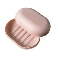 Soap Holder， Soap Dish With Lid Oval Soap Box Super Sealed Storage Box Waterproof Travel Home Bathroom Soap Storage Box Plastic Soap Box (Color : Pink)