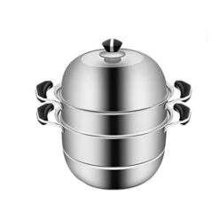 FXJ Stainless Steel Steamer Induction Cooker Household Thickened Gas Soup Pot With Steamer Steamer