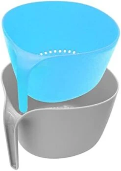 Food Strainers,Kitchen Colander,2-in-1 Stackable Large Bowl Set With Long Handle For Draining,Soaking,Straining Pasta,Noodles,Fruits And Vegetable,Cooked Food Or Mixing-4.5 Quart -KitchenAid Shop 31EviMBrNL. AC