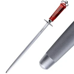 Efficient 12 Inch Honing Steel Magnetized Super Hardness Sharpening Rod Knife Sharpener Steel For Kitchen Knives High Hardness, Round Honing Rod With Gift Box