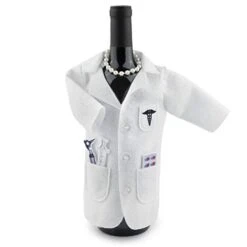 White Coat Wine Gifts For Women Doctors - Felt Wine Gift Bag With Otoscope, Syringe, Capsules, Necklace, Doctors Wine Cover Gifts For Graduation Birthday Anniversary Nurse Practitioner Gifts For Women