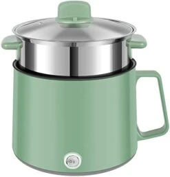 Electric Hot Pot With Steamer, Non-stick Mini Electric Cooker, 1.7L Rapid Multi-Functional Electric Skillet Dual Power Control For Home Dorm Noodles Soup Porridge Dumplings Eggs (Green) -KitchenAid Shop 31GFAI1nOjL. AC