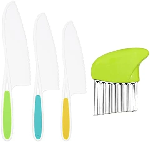 14 Pieces Wooden Kids Kitchen Knife Set With Gloves Cutting Board Fruit Vegetable Crinkle Cutters Serrated Edges Plastic Toddler Knifes For Real Cooking Kid Safe Knives - Crocodile 7 14 Pieces Wooden Kids Kitchen Knife Set With Gloves Cutting Board Fruit Vegetable Crinkle Cutters Serrated Edges Plastic Toddler Knifes For Real Cooking Kid Safe Knives - Crocodile - Image 5