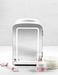 GENERIC Portable Mirrored Beauty Fridge With LED Lighting 4 Liter Mini Refrigerator, Skin Care, Makeup Storage, W/Mirror & Light, Chill Serums And Face Masks, For Desktop Or Travel, Cool & Heat -KitchenAid Shop 31GslWiHRdL