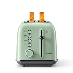 DT620 2-Slice Toaster, Extra Wide Slots, Retro Stainless Steel With High Lift Lever, Bagel And Muffin Function, Removal Crumb Tray, 7-Shade Settings (Cozy Greenish)