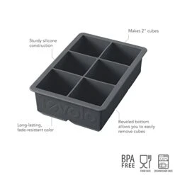 King Cube Ice Tray (Charcoal) - Reusable & Large Silicone Molds For Whiskey, Cocktails, Coffee, Bartender Accessories, & Smoothies / BPA-Free & Dishwasher-Safe -KitchenAid Shop 31HN8SBBy6L