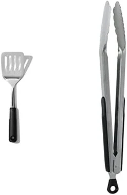 OXO Good Grips Stainless Steel Turner & Good Grips 12-Inch Stainless-Steel Locking Tongs -KitchenAid Shop 31HOpO1M NL. AC