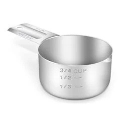 BERYLER 3/4 Cup (180 Ml | 180 Cc | 6 Oz) Measuring Cup, Stainless Steel Measuring Cups, Metal Measuring Cup, Kitchen Gadgets For Cooking