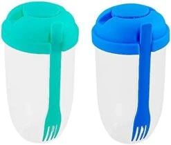 Alad Cup With Fork And Salad Dressing Holder, Lunch Salad Container Salad Container For Lunch Keep Fit Fresh Salad Meal Shaker Cup 2022 Portable Fresh Salad Cup To Go (green&blue-2pc) -KitchenAid Shop 31IAcK9B9uL. AC