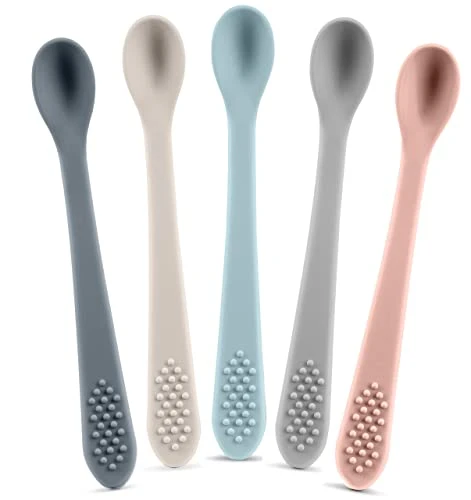 Best First Stage Baby Infant Spoons, 5-Pack, Soft Silicone Baby Spoons Training Spoon Gift Set For Infant 3 Best First Stage Baby Infant Spoons, 5-Pack, Soft Silicone Baby Spoons Training Spoon Gift Set For Infant
