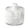 Marble Salt Cellar With Lid, Multi-Purpose Marble Container For Salt, Pepper, Paprika And Powdered Herbs, Marble Box For Jewelry, Watches And Accessories (White)