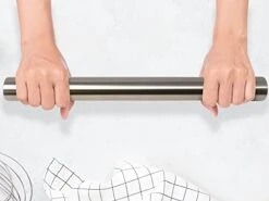 15.9 Inch Professional Stainless Steel Rolling Pin - Lightweight Metal French Rolling Pin - Perfect For Baking, Fondant, Pizza Dough Roller, Dumpling -KitchenAid Shop 31IY0HUpo8L