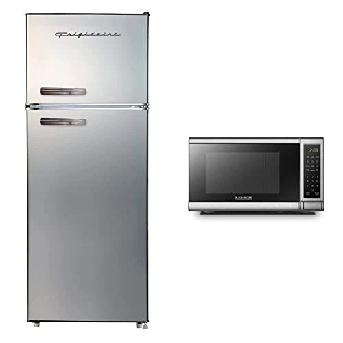 FRIGIDAIRE EFR753-PLATINUM EFR753, 2 Door Apartment Size Refrigerator With Freezer, Retro Chrome Handle, 7.5, Silver & BLACK+DECKER EM720CB7 Digital Microwave Oven 700W, Stainless Steel, 0.7 Cu.ft 3 FRIGIDAIRE EFR753-PLATINUM EFR753, 2 Door Apartment Size Refrigerator With Freezer, Retro Chrome Handle, 7.5, Silver & BLACK+DECKER EM720CB7 Digital Microwave Oven 700W, Stainless Steel, 0.7 Cu.ft