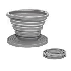 100% Silicone Collapsible Pour Over Coffee Maker Great For Travel, Backpacking, Camping, Vanlife (Gray)