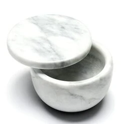Jalz Jalz Marble White Salt Box Spice Pinch Pot Salt Cellar Spice Seasonings Keeper