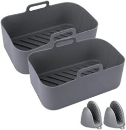 2PCS Air Fryer Silicone Pot For Ninja Foodi Dual DZ201 DZ401, Reusable Air Fryer Silicone Liners For Ninja 8QT With Mitts Basket Accessories -KitchenAid Shop 31JMVHVboAL. AC