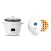 Dash Ash DRCM200GBWH04 Mini Rice Cooker Steamer With Removable Nonstick Pot, White & DMW001WH Machine For Individual, Paninis, Hash Browns, & Other Mini Waffle Maker, 4 Inch, White