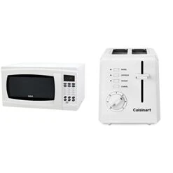 RCA RMW1132-WHITE 1.1-Cu-Ft 1000-Watt Microwave, White & Cuisinart CPT-122 Compact Plastic 2-Slice Toaster, White