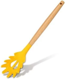 Silicone Pasta Fork (12"), Food Grade Noodle Spoon With Natural Wooden Handle, BPA Free, Spaghetti Strainer & Server Spoon (12 Inch, Mint Green) -KitchenAid Shop 31L4phKSWjL. AC