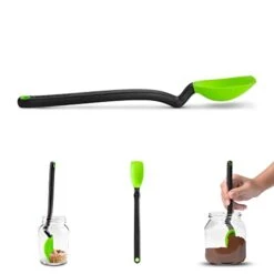 Dreamfarm Mini Supoon | Non-Stick Silicone Sit Up Scraping & Cooking Spoon With Measuring Lines | Green