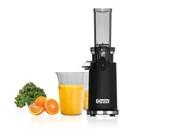 Cold Press Juicer Machine, Masticating Slow Juicer For Vegetable And Fruit, Easy To Clean, Compact Design, Mini Size, 14 Oz Juice Cup, Pulp Cup -Black With Stainless Steel