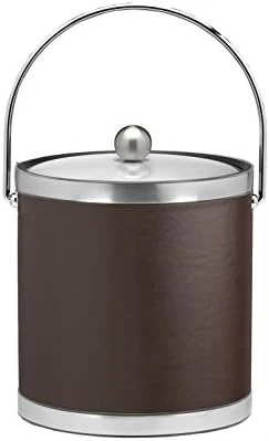 Leatherette Ice Bucket, 3 Qt, White With Brass 11 Leatherette Ice Bucket, 3 Qt, White With Brass - Image 9