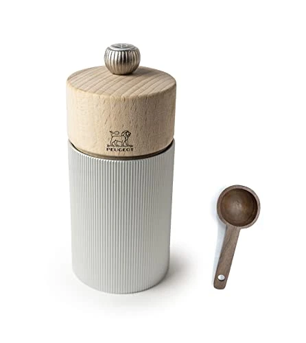 Peugeot Line Manual Salt Mill, Alu, 12 Cm - 4.75" Natural Wood - With Wooden Spice Scoop 3 Peugeot Line Manual Salt Mill, Alu, 12 Cm - 4.75" Natural Wood - With Wooden Spice Scoop