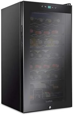 28 Bottle Compressor Wine Cooler Refrigerator W/Lock | Large Freestanding Wine Cellar For Red, White, Champagne Or Sparkling Wine | 41f-64f Digital Temperature Control Fridge Glass Door Black -KitchenAid Shop 31NsyB5Y5QL. AC