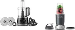 NutriBullet Bullet NBP50100 Food Processor 450-Watts With 7-Cup Capacity And Stainless Steel Slice, Shred, Chop And Dough Attachments, Black -KitchenAid Shop 31NwY765pqL. AC