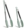 Kitchen Tongs, Stainless Steel Silicone Tongs For Cooking 600ºF High Heat-Resistant BBQ Grilling Locking Tongs, Set Of 2-9" And 12" Light Green
