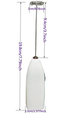 Milk Frother Handheld Electric Hand Foamer Blender For Drink Mixer, Stainless Steel Stick, Whisk Mixer Coffee, Mini Cappuccino, Frappe, Matcha, Hot Chocolate (Blue，White, ), 19.8x3.5CM, 304