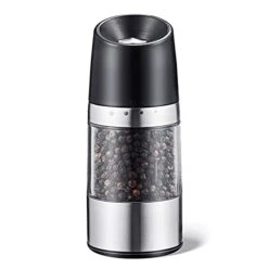 Pepper Grinder-Chunky-Shaped Salt Grinder Refillable Or Pepper Mill-Stainless Steel Peppercorn Grinder Manual With Upgraded Grinding Precision