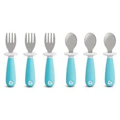 Munchkin ® Raise™ Toddler Fork And Spoon Utensil Set, 6 Pack, Blue