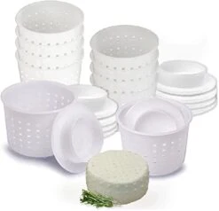 10 Pcs Cheese Molds + Pistons - Basic Cheese Mold 10 Oz (300 Ml) + Follower Piston - Cheese Making Kit With Piston - Cheese Mold For Cheese Making - Cheese Set For Press