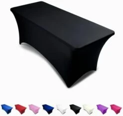 Black 6ft Tablecloth Rectangular Spandex Linen - Table Cloth Fitted Cover For 6 Foot Folding Table, Wedding Linens Banquet Cloths Rectangle Covers -KitchenAid Shop 31P5scCFmIL. AC