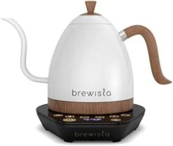 Artisan Electric Gooseneck Kettle, 1 Liter, For Pour Over Coffee, Brewing Tea, LCD Panel, Precise Digital Temperature Selection, Flash Boil And Keep Warm Settings (Pearl All White) -KitchenAid Shop 31PAK2WgTDL. AC