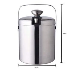 Ice Bucket With Lid, Strainer And Ice Tong, Well Made Insulated Stainless Steel Double Wall Keep Ice Frozen Longer For Home Bar Accessories