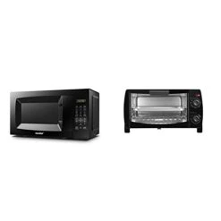 EM720CPL-PMB Countertop Microwave Oven, 0.7cu.ft, 700W, Black & Toaster Oven Countertop, 4-Slice, Compact Size, Easy To Control With Timer-Bake-Broil-Toast Setting, 1000W, Black (CFO-BB101)