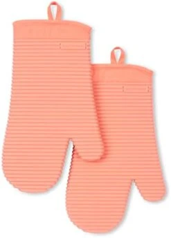 KitchenAid Ribbed Soft Silicone Oven Mitt Set, 7"x13", Milkshake 2 Count -KitchenAid Shop 31PpJtnLbrL. AC